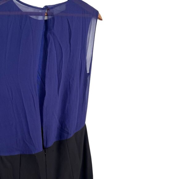 By Malene Birger Renias Sleeveless Pleated Keyhole Sheath Dress Blue Black Sz XS - Picture 7 of 8